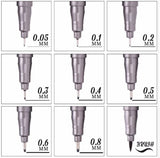 STA 9Pcs/Set Pigma Micron Needle pen Waterproof Fade Proof brush Tip Fine Liner Black Sketch Water Manga Drawing Marker Pen