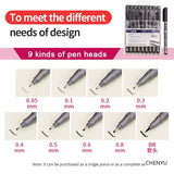 STA 9Pcs/Set Tip Fine Liner Art Marker Drawing Pen Fade Proof Micron Black Sketch Water Marker Pen for Manga Office School Set