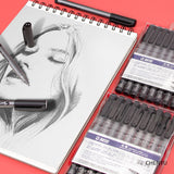 STA 9Pcs/Set Tip Fine Liner Art Marker Drawing Pen Fade Proof Micron Black Sketch Water Marker Pen for Manga Office School Set