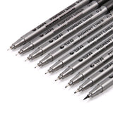 STA 9Pcs Waterproof Black Micron pen Hook Liner Sketch Brush Markers for Manga Comic Handwriting Brush Pen Drawing Art Supplies