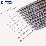 STA 9pcs Black Micron-Pen Anti-Bleed Comic Marker Waterproof Brush Needle pens Archival ink Multiliner Fineliner Sketch Markers