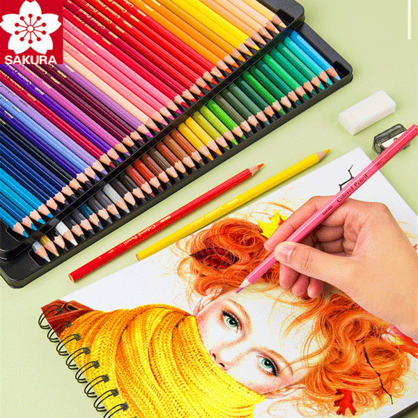 Set of Colored Pencil - 24 Watercolor Pencil with Brush in Tin Box