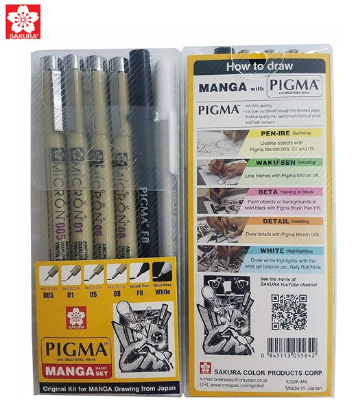 6PCS Sakura Pigma Micron Pen,Archival Pigment Ink Drawing Pens Manga –  AOOKMIYA