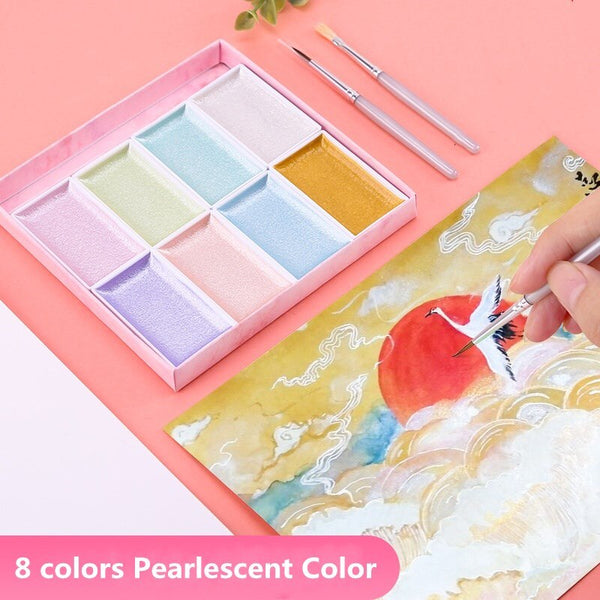 Watercolor Paints 6 Colors Acuarelas Profesionales Metallic Pearlescen –  AOOKMIYA
