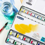 AOOKMIYA Schmincke akademie aquarell pigmento aquarela meia-pan/completo-pan pintura metal compacto conjunto de qualidade superior artista arte suprimentos