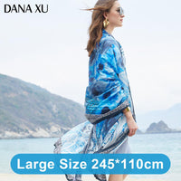 Silk Long Scarf Luxury Brand Women New Design Beach Blanket Shawl Wear Swimwear Bandana Hijab Face Shield Foulard 245*110cm 2019