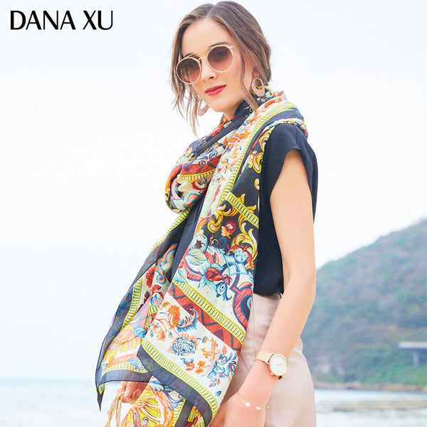 2022 luxury brand women scarf summer soft long size shawls lady wrap  pashmina silk scarves female foulard beach stoles