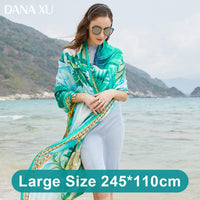 Silk Long Scarf Luxury Brand Women New Design Beach Blanket Shawl Wear Swimwear Bandana Hijab Face Shield Foulard 245*110cm 2019