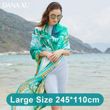 Silk Long Scarf Luxury Brand Women New Design Beach Blanket Shawl Wear Swimwear Bandana Hijab Face Shield Foulard 245*110cm 2019