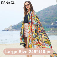 Silk Long Scarf Luxury Brand Women New Design Beach Blanket Shawl Wear Swimwear Bandana Hijab Face Shield Foulard 245*110cm 2019