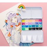 Rubens Candy color watercolor paint box 24 colors/1ml Portable mini watercolor paint Beginner Macaron set art supplies