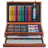 Student Drawing Stationery 142 Pieces Wooden Box Children's Painting Set Oil Pastel Crayons Pencil Set Art Supplies