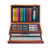 Student Drawing Stationery 142 Pieces Wooden Box Children's Painting Set Oil Pastel Crayons Pencil Set Art Supplies