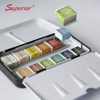 Superior 12/24/36/48 Colors Pigment Solid Watercolor Paints Set With Paintbrush Tin Box Watercolor Set Art Supplies