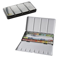 Superior 12/24/36/48 Colors Pigment Solid Watercolor Paints Set With Paintbrush Tin Box Watercolor Set Art Supplies