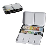 Superior 12/24/36/48 Colors Pigment Solid Watercolor Paints Set With Paintbrush Tin Box Watercolor Set Art Supplies