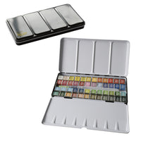 Superior 12/24/36/48 Colors Pigment Solid Watercolor Paints Set With Paintbrush Tin Box Watercolor Set Art Supplies