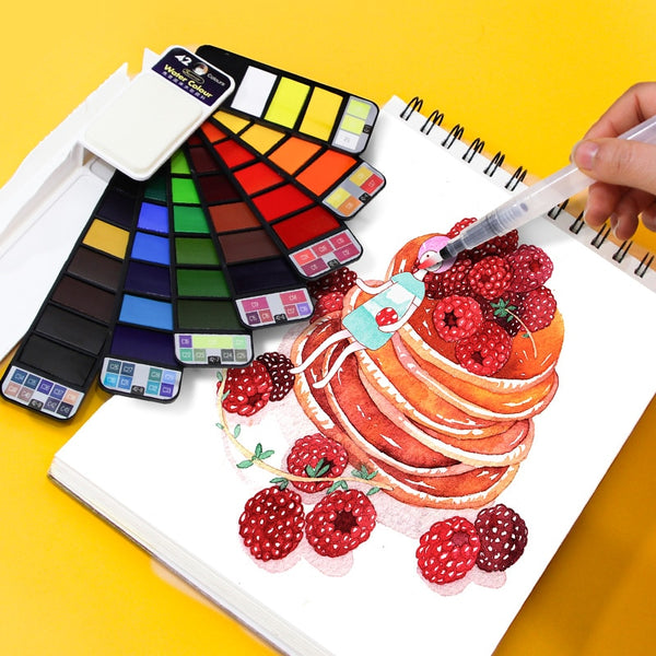 Watercolor Paint Set with Brush - 42 Color Set