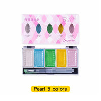 Superior 5/8 Color Pearlescent Solid Watercolor Paint Set Acuarelas Profesionales Pigment Artistic Painting art Supplies