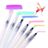 Superior 6Pcs Different Shape Large Capacity Barrel Water Pen Watercolor Painting Pen Calligraphy Drawing Art Supplies