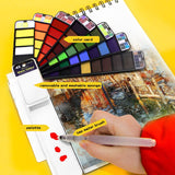 AOOKMIYA Superior-conjunto de tinta aquarela sólida portátil, com caneta pincel, pigmento à prova d'água para pintura, aquaaventura, materiais de arte