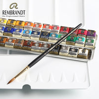 TALENS REMBRANDT Watercolour Metal Tin Set | 36/48 Half Pans + 1 Brush Artists Painting Supplies