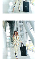 Aookdress spring and summer new professional women's pants suit fashion ol printing thin Blazer coat Long Pants