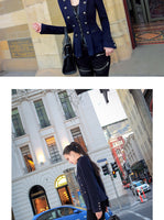 AOOKDRESS autumn and winter new commuter temperament Joker pu stitching slim woolen coat Tide girl