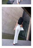 Aookdress summer dress new style socialite style commuting temperament women's pants suit sleeveless base shirt split eyelet wide leg pants