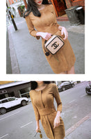 AOOKDRESS autumn and winter new Korean version of slim and slim suede belt trench coat-style bottoming dress