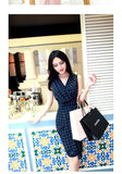 AOOKDRESS spring/summer dress new commuter temperament sexy bag hip sleeveless bottomless vest skirt OL grid dress