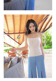 Aookdress summer wear new sexy tight knitted bottom bra elastic anti gloss vest breast Wrap Top