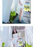 AOOKDRESS summer dress new famous wind commuter temperament hair stitching thin pure white chiffon dress long skirt