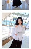 AOOKDERSS summer dress new Korean version of the commuter temperament sexy off-the-shoulder pleated skirt swing horn sleeve hanging neck shirt top girl