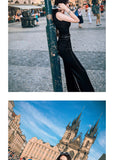 AOOKDRESS spring new commuter temperament was thin, slim, high waist, sleeveless, wide-leg, micro-sleeve pants