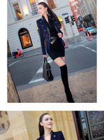 AOOKDRESS autumn and winter new commuter temperament Joker pu stitching slim woolen coat Tide girl