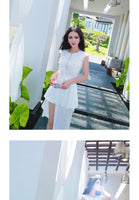 AOOKDRESS summer dress new famous wind commuter temperament hair stitching thin pure white chiffon dress long skirt