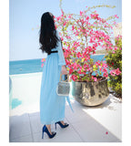 AOOKDRESS summer dress new style elegant temperament sexy fork holiday long skirt long-sleeved chiffon dress 1909