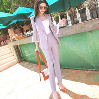 AOOKDRESS summer new professional women's pants suit Korean commuter temperament OL striped small suit was thin and long pants women