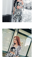 AOOKDRESS spring/summer dress new fashion temperament women's pants set sexy wrap corset print hit color thin foot trousers