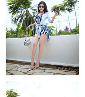 AOOKDRESS summer new Korean style fashion stripe contrast color sleeveless shorts jumpsuit V-neck thin asymmetrical jumpsuit