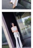 Aookdress summer dress new style socialite style commuting temperament women's pants suit sleeveless base shirt split eyelet wide leg pants