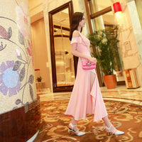 AOOKDRESS summer dress new Korean version of the famous style temperament v collar thin wrap chest sexy open-cut chiffon dress long skirt