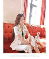 AOOKDRESS summer new women's trousers suit ladies temperament split ends show thin trousers open-line decoration slim thin coat top