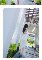 AOOKDRESS summer dress new famous wind commuter temperament hair stitching thin pure white chiffon dress long skirt