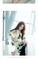 Aookdress spring and summer new professional women's pants suit fashion ol printing thin Blazer coat Long Pants