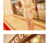 AOOKDRESS autumn and winter clothing new Korean commuter temperament was thin and slim, hit color bag hip striped bottoming sweater women