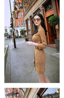 AOOKDRESS autumn and winter new Korean version of slim and slim suede belt trench coat-style bottoming dress