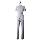 AOOKDRESS summer dress new professional pants set sexy V collar thin temperament chiffon shirt straight tube slim long pants