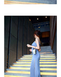 AOOKDRESS summer dress new celebrity style sexy sling thin solid color side open fork chiffon dress long skirt